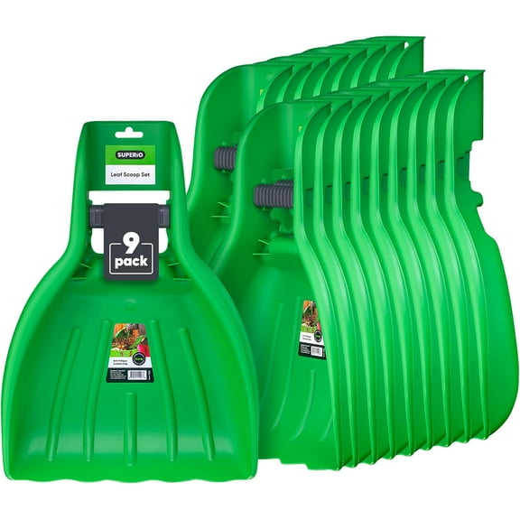 Leaf Collector, Leaf Scoops, Hand Rake for Leaf Picker Upper Gardening Hand Tools, Lawn Cleaning Garden Rake 9 Pair Leaf Scoop, Green Plastic Leaf Grabber, by Superio