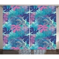 thumbnail image 1 of Ambesonne Leaf Curtains 2 Panel Set, Vivid Colored Island Flora, 108" x 108", Turquoise Dark Blue, 1 of 2