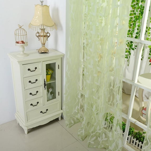 Leaf Curtains Window Curtains Vine Curtain Willow Tulle Room Sheer Curtains Green Window Curtain Drape Panel Sheer Valances for Living Room Bedroom Balcony Door,1 Panel,79x39.4inch