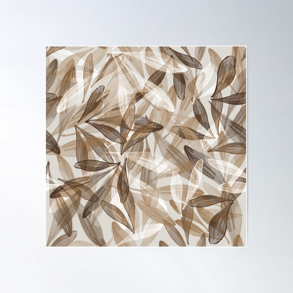 Leaf Dance | Neutrals Poster Wall Art, Modern Wall Decor For Living Room Bedroom, 17x17 UNFRAMED