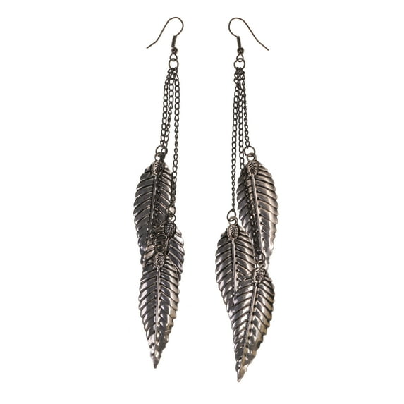 Leaf Dangle-Earrings Silver-Tone Color #LQE1867