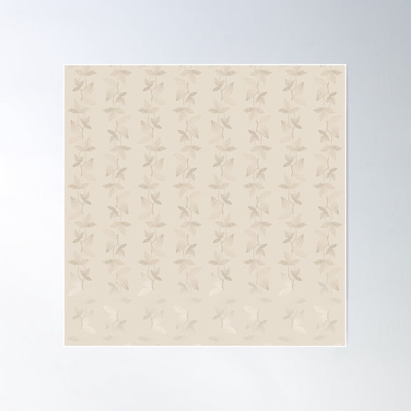 Leaf Design In Ivory Poster Wall Art, Modern Wall Decor For Living Room Bedroom, 17x17 UNFRAMED