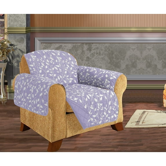 Leaf Design Quilted Water Reversible Furniture Protector/Slipcover Chair Size Lilac
