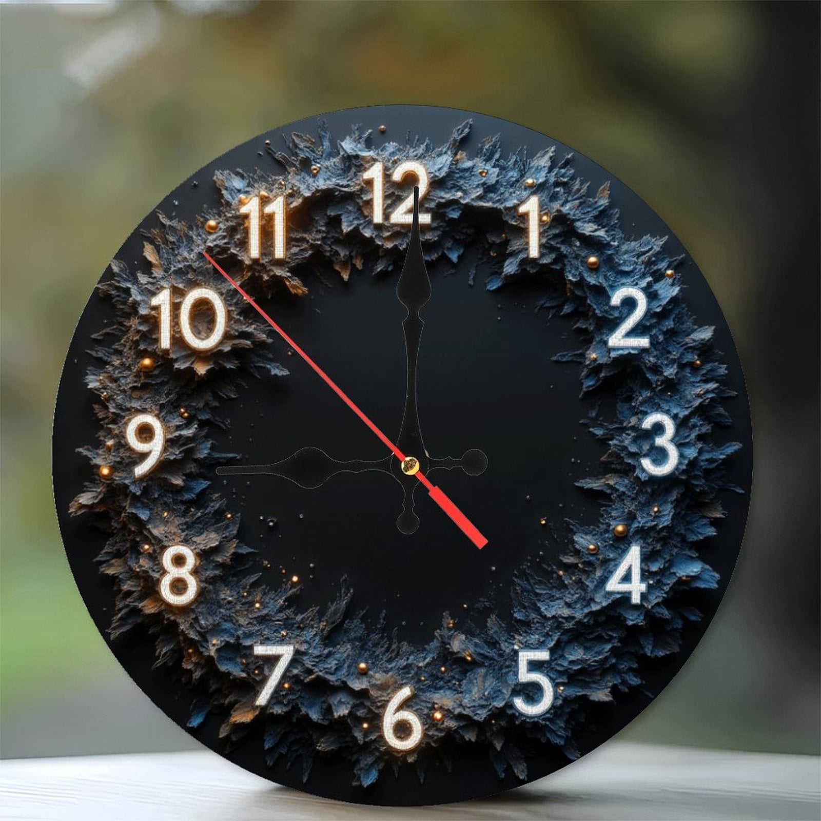 Leaf Design Wall Clock 10-Inch Silent Wooden Wall Clock, Battery ...