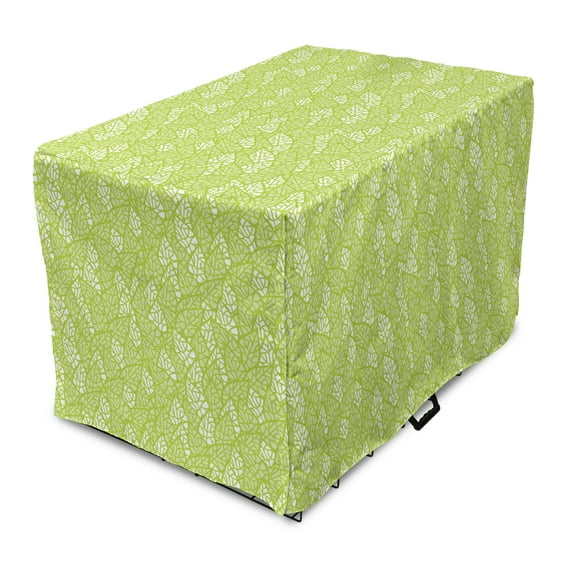 Leaf Dog Crate Cover, Pattern with Leaves in the Springtime Greenery Bushes Ecology Garden Growth, Easy to Use Pet Kennel Cover Small Dogs Puppies Kittens, 7 Sizes, Apple Green White, by Ambesonne