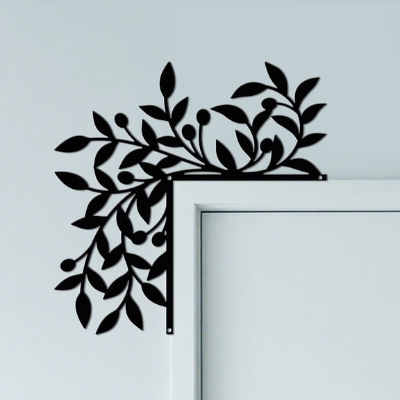 Leaf Door Topper Sign Wall Art Decor 9.8"x9.8" Metal Unique Hanging Above Door Frame Corner Accent