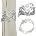 thumbnail image 1 of Leaf Drapery Tieback Clip Set (Decorative Curtain Holder, Spring Back Hooks), Silver, Gold Hollow Leaf-Shaped Drape Tiebacks, Decorative Curtain Holdbacks For Home Decor, Meiiso, 1 of 6