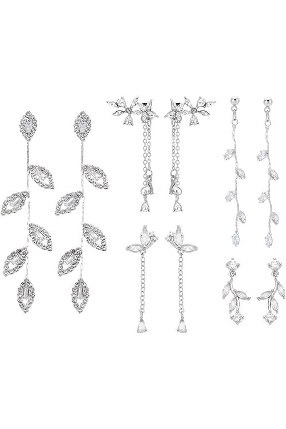 Leaf Earring Wedding Earrings for Brides Bridesmaid Bridal Earrings for Wedding Fancy Rhinestone Dangling Earrings for Women Prom Party Jewelry Gifts
