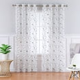 thumbnail image 1 of Leaf Embroidered Grommet Voile Curtain Drapes, 2 Panels Rod Pocket Semi Sheer Chiffon Curtains, 1 of 8