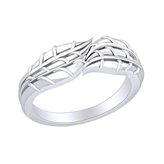 AFFY Leaf Engagement Ring 14k White Gold Over Sterling Silver