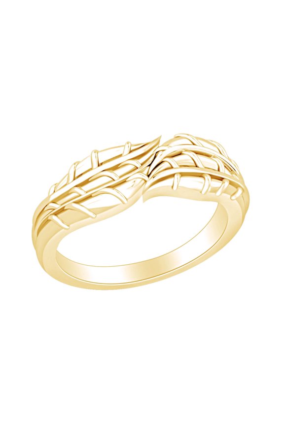 Leaf Engagement Ring 14k Yellow Gold Over Sterling Silver