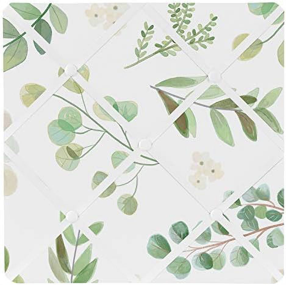Leaf Fabric Memory Memo Photo Bulletin Board Green and White Boho