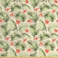 thumbnail image 1 of Leaf Fabric by the Yard, Hawaiian Aloha Nature Pattern with Rainforest Elements Palm Branches Hibiscus, Upholstery Fabric for Dining Chairs Home Decor Accents, Peach Salmon Green by Ambesonne, 1 of 4
