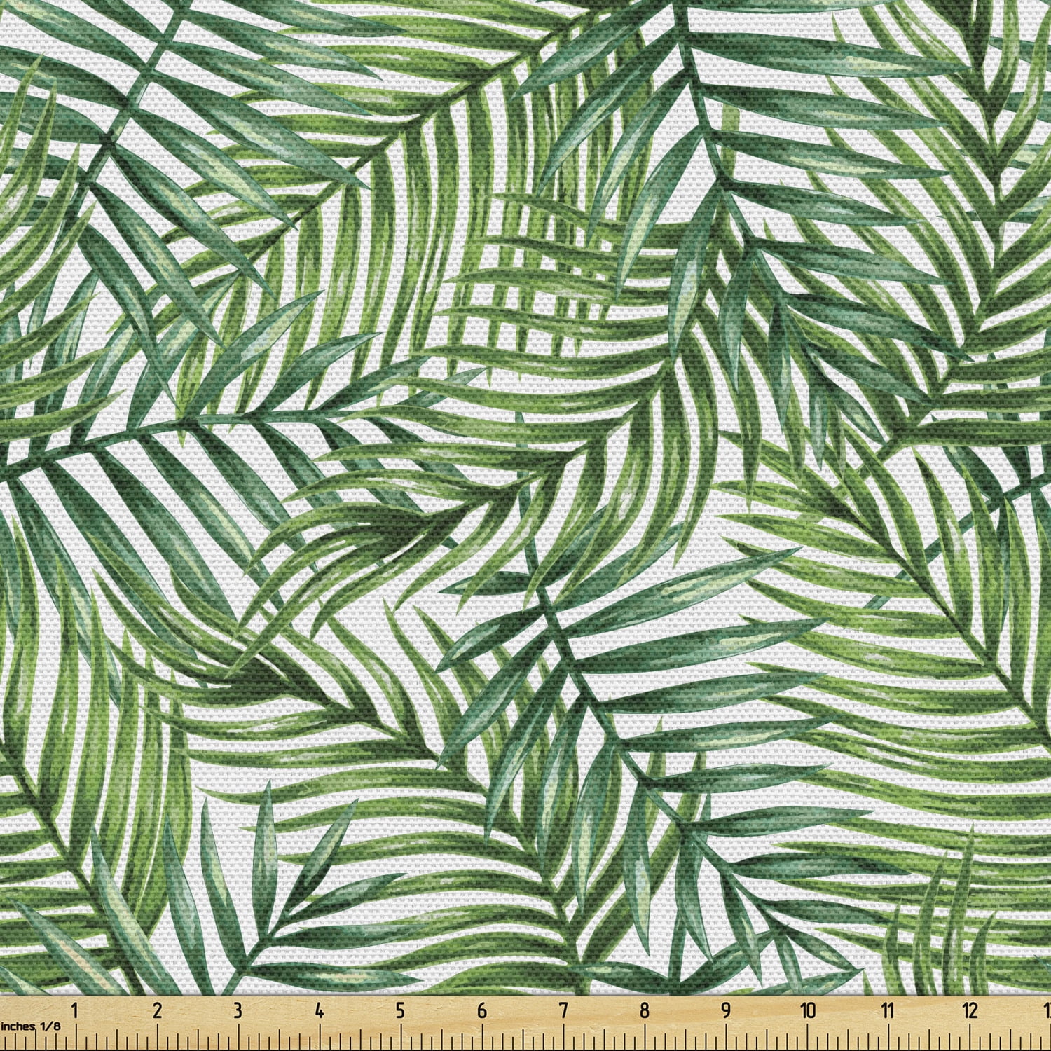 Ambesonne Leaf Fabric by The Yard, Watercolor Style Pattern Dollar Eucalypt Ambesonne Beige Fabric With Geometric Leaf Design. Two Remnants