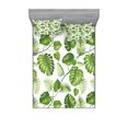 thumbnail image 1 of Leaf Fitted Sheet & Pillow Sham Set, Brazilian Rainforest Foliage Nature Ivy Swirls Palm Banana Trees Leaves Art Print, Decorative Printed 6 Piece Bedding Decor Set, Full, Pale Green, by Ambesonne, 1 of 3
