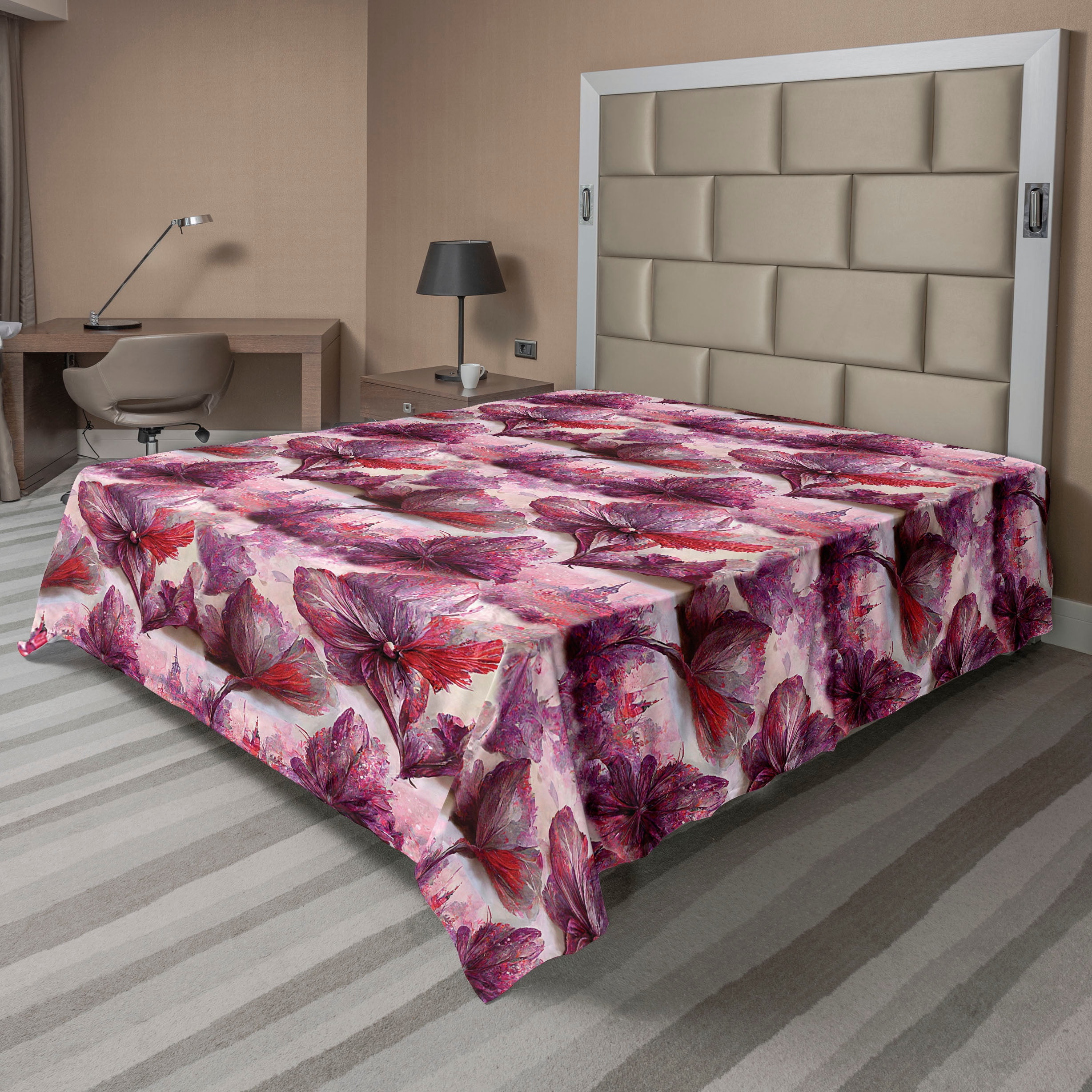 Leaf Flat Sheet, Watercolor Painting Romantic Leaves and Historic