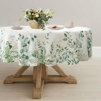 Leaf Floral Sage Green Round Tablecloth 60x60 Inch,Leaf Printed Tablecloth,Sage Farmhouse Watercolor Waterproof Tablecloth,Suitable for Indoor and Outdoor, Holiday Kitchen Restaurant and Party