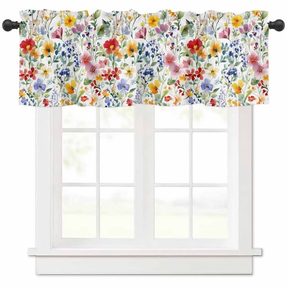 Leaf Flower Valances for Windows Farmhouse Kitchen Curtains Valances Rod Pocket Valance Curtains for Kitchen Windows Plant Floral Garden Leaf Spring Summer Window Valances for Bathroom 42"x12"