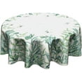 thumbnail image 1 of Leaf Flowers Spring Tablecloth Sage Green leaf Round Tablecloths 60 Inch Watercolor Eucalyptus Table Cloth for Farmhouse Kitchen Decor Polyester Fabric Summer Table Cover for Party Outdoor Camping, 1 of 6