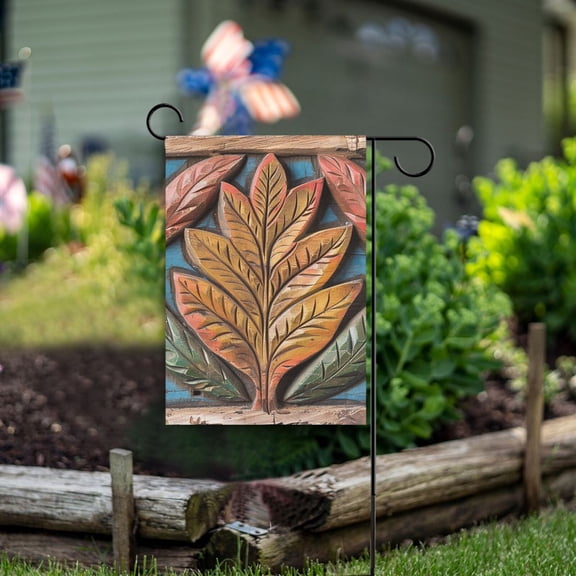 Leaf Frame Garden Flag Double Sided Outdoor Banners for Courtyard Outdoor Lawn Farmhouse Holiday Decorations