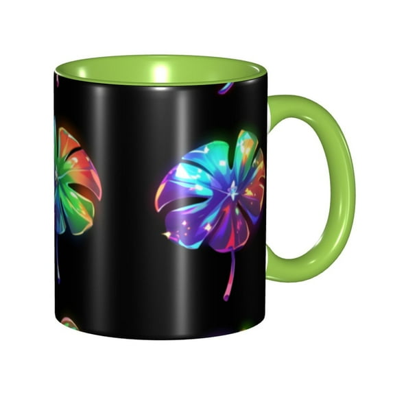 Leaf Glowing Coffee Mug Fun Custom Ceramic Mugs 11oz Green