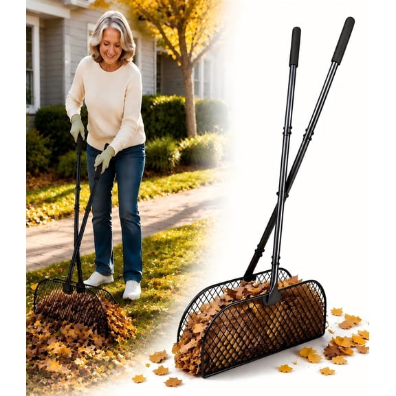 Leaf Grabber Rake, Leaf Picker Upper,Leaf Collector with Long Handle | Leaf Scoops Hand Rakes, 36in Lightweight Durable Metal, No Bending Collection, Lawn Debris Cleanup, Grass and Leaf Collector