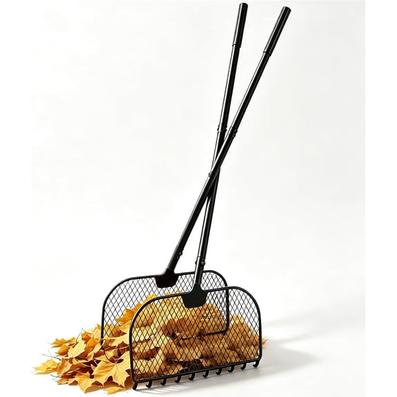 Leaf Grabber Rake, Lightweight Steel Leaf Picker Upper, Long Handle Leaf Scoop with Cushioned Grip, Multi-Use Garden Claw Tool for Lawn Yard Shrub Debris Cleanup