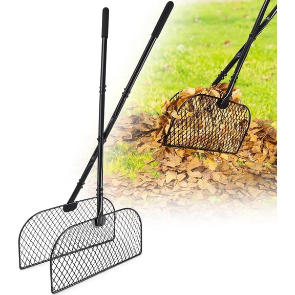Leaf Grabber Rake, Long Handle Metal Picker Upper, Efficient and Labor-Saving Yard Rake Leaves for Garden Cleaning No Bending Over