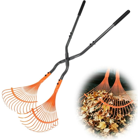 Leaf Grabber Rake with Long Handle,Metal Leaves Rakes,Lightweight Leaf and Grass Picker Upper,Leaf Collector for Lawn & Yard Shrub Cleanup.
