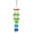 thumbnail image 1 of Leaf Green Blue Purple 24 x 5 Metal Wood Glass Hanging Wind Noisemaker Chime, 1 of 2