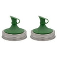 thumbnail image 1 of Leaf Green Oil Cruet Pour Silicone Lid Inserts for Regular Mouth Mason Jars 2 Pack, 1 of 4