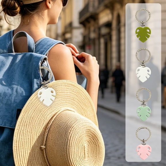 Leaf Hat Clip, Unique Tropical Monstera Shape, Twisted Metal Craft, Lightweight Multipurpose Design, Portable Cap Holder for Baseball Cap, Sun Hat, Bag Strap, Outdoor Travel Decor Scenarios