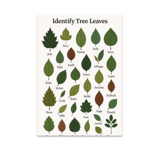 Leaf Identification Guide Poster - Nature Enthusiast - 13x19 Poster Print