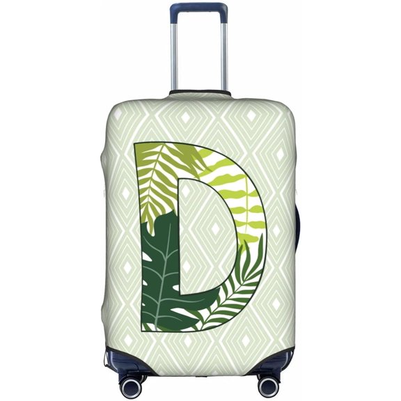 Leaf Initial Name D Green Luggage Cover Elastic Washable Stretch Suitcase Protector Anti-Scratch Travel Suitcase Cover for Kid and Adult XL (Fit 29-32 inch suitcase)
