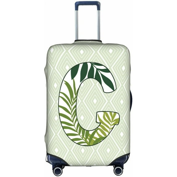 Leaf Initial Name G Green Luggage Cover Elastic Washable Stretch Suitcase Protector Anti-Scratch Travel Suitcase Cover for Kid and Adult L (Fit 25-28 inch suitcase)
