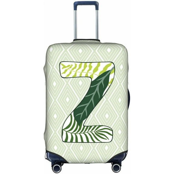 Leaf Initial Name Z Green Luggage Cover Elastic Washable Stretch Suitcase Protector Anti-Scratch Travel Suitcase Cover for Kid and Adult XL (Fit 29-32 inch suitcase)