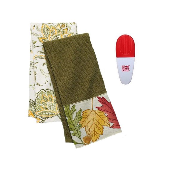 Leaf Kitchen Towels 2 Pack and Chip Clip Multi-Pack Gift Set