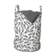 thumbnail image 1 of Leaf Laundry Bag, Continuous Ornamental Simplistic Fall Foliage Items Garden Art Theme, Hamper Basket with Handles Drawstring Closure for Laundromats, 13" x 19", Charcoal Grey and White, by Ambesonne, 1 of 4