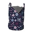 thumbnail image 1 of Leaf Laundry Bag, Flowers Leaves Petals Pansy Bluebells Dandelion Modern Mother Mature, Hamper Basket with Handles Drawstring Closure for Laundromats, 13" x 19", Sea Green Indigo, by Ambesonne, 1 of 4
