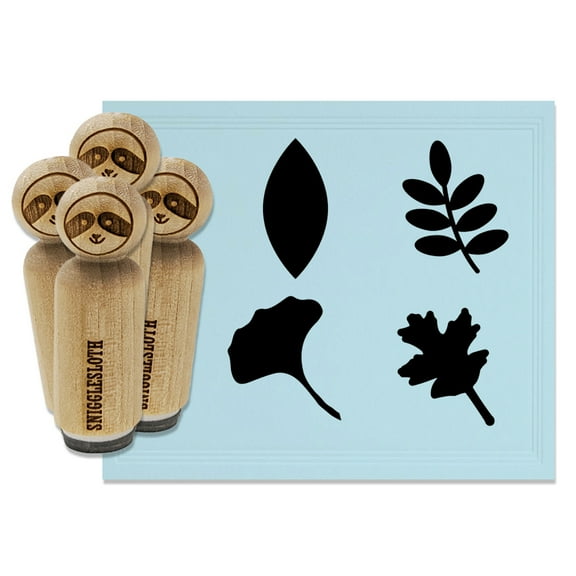 Leaf Leaves Silhouettes Oak Ginkgo Simple Branch Rubber Stamp Set for Scrapbooking Crafting Stamping - Mini 1/2 Inch