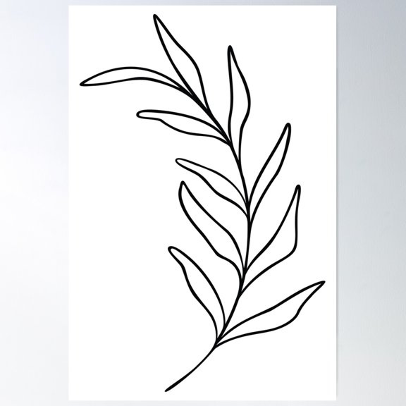 Leaf Line Art | Tropical Leaves | Minimalist Nature Design Poster Wall Art, Modern Wall Decor For Living Room Bedroom, 12x18 UNFRAMED