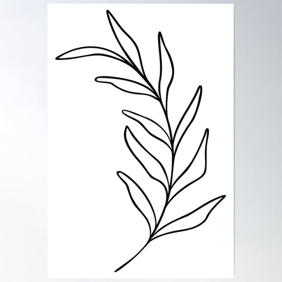 Leaf Line Art | Tropical Leaves | Minimalist Nature Design Poster Wall Art, Modern Wall Decor For Living Room Bedroom, 16x24 UNFRAMED