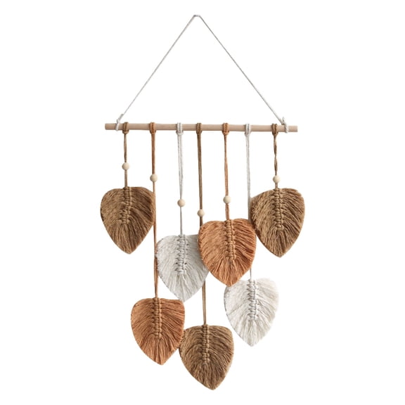 Leaf Macrame Wall Hanging Boho Room Home Decor Woven Tapestry Wedding Decoration Brown Harlik