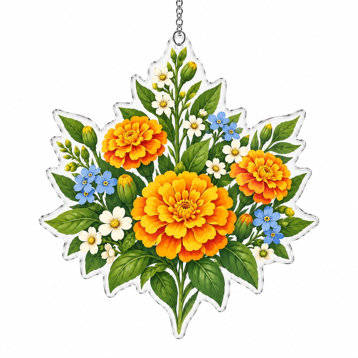 Create Leaf Spring Leaf Marigold Acrylic Suncatcher Ornament for Patio Window, Modern ...