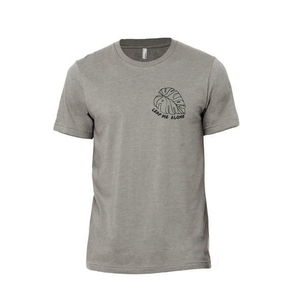 Leaf Me Alone Men's Modern Fit Fun Casual T-Shirt Printed Graphic Tee Military Grey Medium