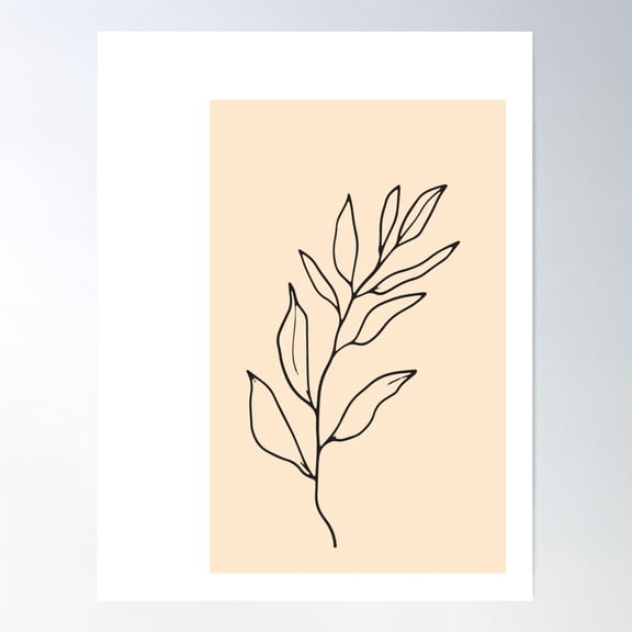 Leaf Minimal Line Art Poster Wall Art, Modern Wall Decor For Living Room Bedroom, 8x12 UNFRAMED
