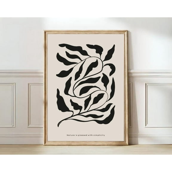 Leaf Modern Gallery Abstract Minimalist Floral Beige Neutral Print, Unframed Paper Print Size 8x12