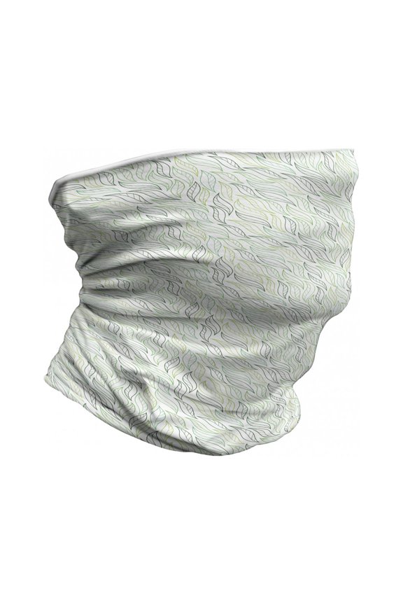 Leaf Neck Gaiter, Modern Leaf Patterns, Unisex, Pale Green Navy Blue, by Ambesonne