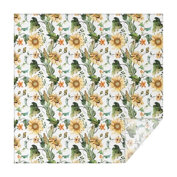 Leaf Orange Flower Corn Sunflower Pattern Square Tablecloth,Waterproof Square Table Cover,Wipeable Spillproof Washable Table Cover for Home Kitchen Party Decor 42"X42"(107x107cm)