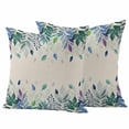 thumbnail image 1 of Leaf Outdoor Waterproof Pillow Covers, Vintage Blue Green Purple Ombre Fruit Plant Decorative Square Throw Pillowcase Sofa Cushion Sham for Patio/Couch/Chair, 20"x20" 2 Pack, 1 of 8